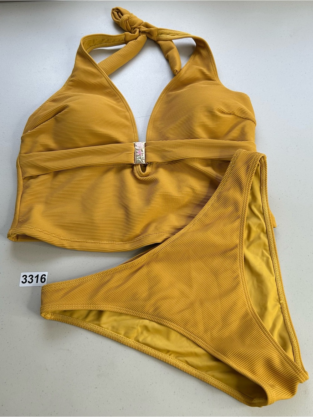 Samiol Ginger Striped Halter Tankini Set XL New